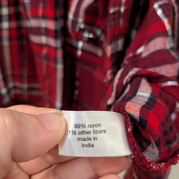 Lane Bryant Women's Red Plaid Wrap Top - Picture 6 of 11